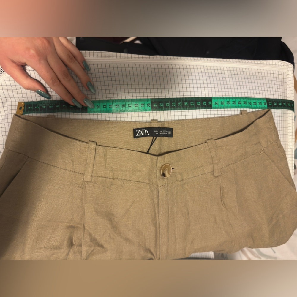 Zara Tan Wide Leg Linen Pants - Picture 6 of 6